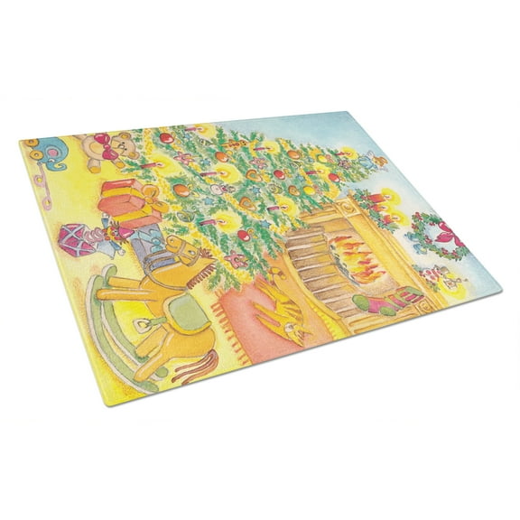 Carolines Treasures APH2024LCB Toys around the Christmas Tree Glass Cutting Board Large, 12H x 16W, multicolor