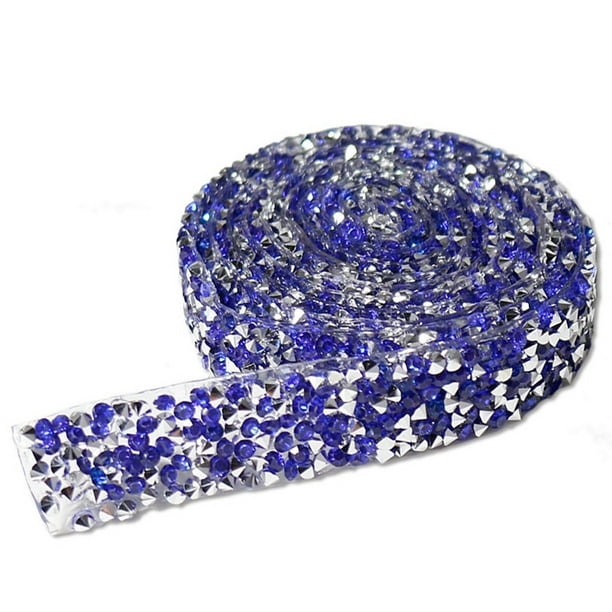 Yuarrent Pegatinas ostentosas, cadena de diamantes de imitación con purpurina, decoración de cristal de resina, apliques para manualidades, decoración Artesanía Plata Azul Real 1 1.5 cm de ancho Yuarrent HA059789-73