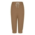 thumbnail image 7 of ABATAB Women's Capri Pants Solid Loose Fit Capris Lounge Drawstring Elastic Waist Capris with Side Pockets, 7 of 7