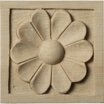 3"W x 3"H x 5/8"P Small Medway Square Rosette, Rubberwood