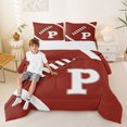 thumbnail image 2 of Erosebridal Teens Football Gaming Letter P Monogrammed Full Size Comforter Sets 3 Pieces,Girls Boys Sport Rugby Gamer Bedding Sets,Black Reversible,Luxury Bedroom Decor, 2 of 6