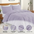 thumbnail image 3 of Peace Nest 3 Pieces Clipped Jacquard Geometric Tufted Duvet Covers & Pillow Sham Set ,Microfiber Soft Bedding Set with Zipper Closure 4 Ties in Purple, Diamond Quilted, King Size, 3 of 7