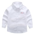 thumbnail image 2 of UACY Boys Girls Dress Shirt Long Sleeve Button Down Shirts Teen School Tops Kids Plain Blouse Lapel Solid Formal Tee (White, 12-13 Years), 2 of 9