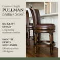 thumbnail image 2 of Maven Lane Pullman Wooden Swivel Stool, Dark Walnut w/ Vegan Leather, Set of 2, 2 of 6