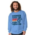 thumbnail image 4 of Women Want Me Fish Fear Me Joke Men's Crewneck Sweatshirt Brisco Brands S, 4 of 6