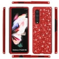 thumbnail image 2 of Compatible with Samsung Galaxy Z Fold 3 Glitter Plating Case, Luxury Bling Sparkly Shiny Cute Soft TPU Plating Bumper Raised Camera Shockproof Back Cover Wireless Charging for Women Girl, Red, 2 of 7