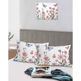 thumbnail image 4 of Pink Flowers Pillow Cases Standard Size Set of 2 - Microfiber Bed Throw Pillow Covers, Spring Floral Butterfly Leaves Plants Pastoral Decorative Lumbar Pillow Cover with Envelope Closure 20"x26", 4 of 6