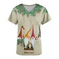 thumbnail image 5 of Camisas Navideñas Para Mujer Moda de Manga Corta Con Cuello en V Tops Uniforme de Trabajo Estampado de Navidad Con Bolsillo Blusa Tops Odeerbi  ODB202638, 5 of 5
