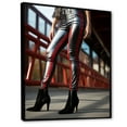 thumbnail image 2 of Designart "Sensual Black Leather Elegance" Fashion Woman Floater Framed Wall Decor, 2 of 5