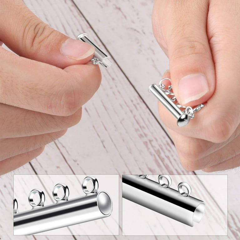 8 Pieces 4 Sizes Slide Clasp Lock Necklace Connector Multi Strands
