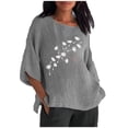 thumbnail image 2 of Hauts d'Été pour Femmes 2023 Femmes Été Aguichant Imprimé Régulier à Boutons Col Rond Manches Courtes Femmes Manches Trois Quarts Haut Bohème Grande Taille T-Shirt pour Femmes, 2 of 5