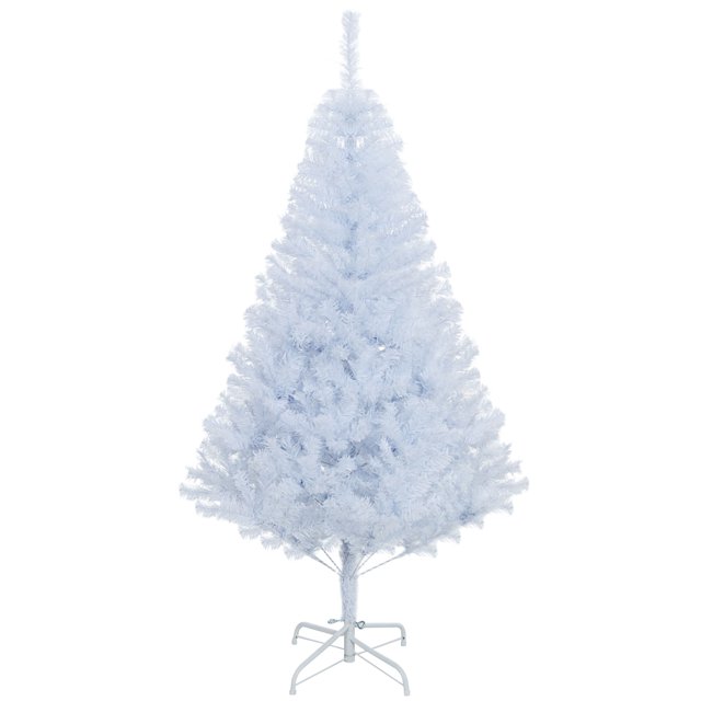 HOMCOM 5' Artificial Christmas Tree with 536 Branch Tips Metal Stand White