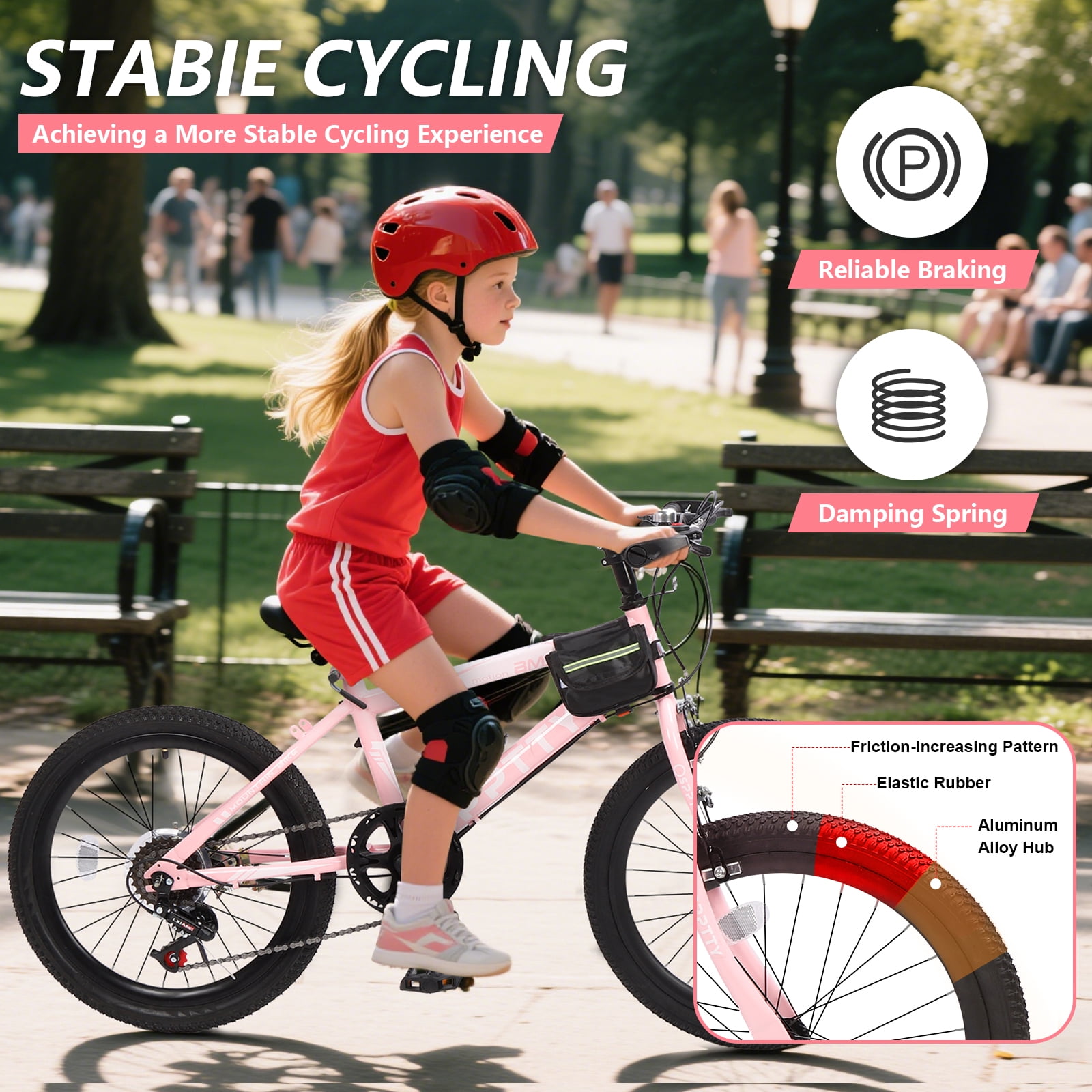 20-24 inch Bike,6-Speed Mountain Bike for Men Women Boys Girls,Comfort Saddle,Pink