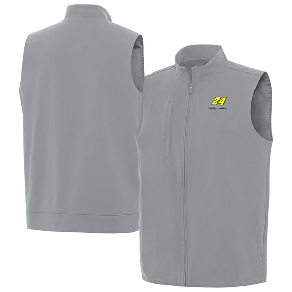 Men's-Antigua Gray Jeff Gordon Regard Full-Zip Vest