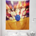 thumbnail image 1 of Bowling Party Tapestry, Spread Skittles Blue Ball on a Wooden Floor Moment of Crash Themed Print, Fabric Wall Hanging Decor for Bedroom Living Room Dorm, 5 Sizes, Multicolor, by Ambesonne, 1 of 1
