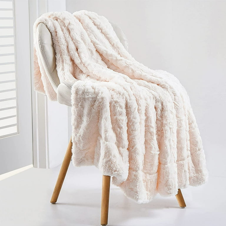 Faux Fur Throw Blanket for Bed Sofa and Couch Luxury Double Sided Soft Blanket Fuzzy Blankets Throws Warm Blanket Cozy Blanket 50 x 65 Inches Ivory Walmart