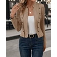 thumbnail image 3 of Women's Faux Suede Jackets Fall Casual Business Long Sleeve Open Front Cropped Blazer Jacket Coat, 3 of 10