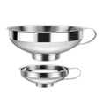 thumbnail image 3 of Embudo de cocina de 2 piezas de acero inoxidable de boca ancha con asa, de metal apto para uso alimentario, para transferir líquidos y polvos fácilmen, 3 of 9