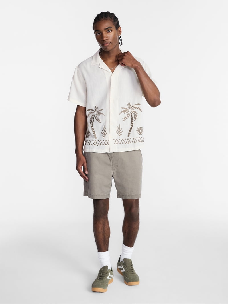 No Boundaries Embroidery Shirt with Short Sleeves, Men's XS-5XL