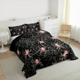thumbnail image 3 of Manfei Halloween Spider Web King Size Comforter Sets,Trick Or Treat Bedding Comforter Set,Pink Black Bedding Set For Children,Microfiber Bedroom Decor Reversible,3-Piece, 3 of 8