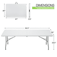 thumbnail image 2 of Magshion 8Ft Foldable Heavy Duty Table, Indoor Outdoor Portable Plastic Picnic Desk w/Steel Legs and Handle, White, 2 of 12