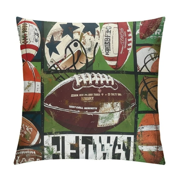 Patifu Football Graphic Decorative Throw Pillow Cover Short Plush Aesthetic Home Decor for Couch Living Room Sofa Bed - 1PC 12x12in