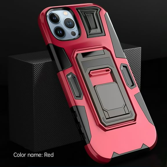 SaniMore for iPhone 14 Pro Max Multi-Functional Magnetic Case, Rugged PC Back with Car Mount & 360° Rotating Kickstand Military Grade Shockproof Protective Case for iPhone 14 Pro Max, Red