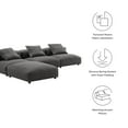 thumbnail image 3 of Modway Solace 4-Piece Modular Upholstered Fabric Sectional Sofa in Charcoal, 3 of 10