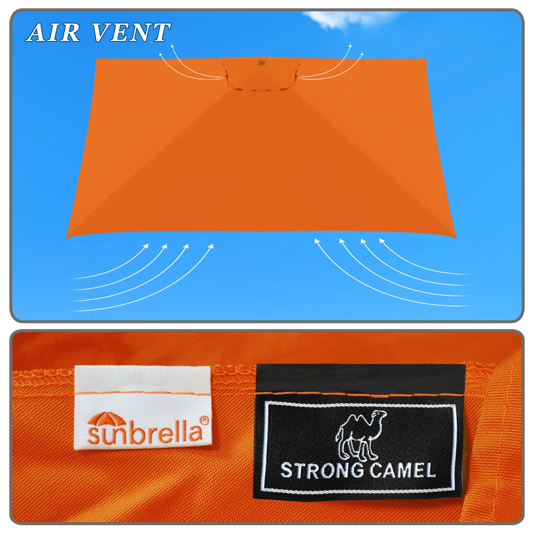 Sunny Outdoor Replacement Canopy Cover for 10x10ft 8 Ribs Rome Cantilever Patio Umbrella Parasol Top Sunbrella Cover