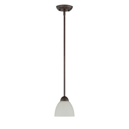 F16090-64-Sunset Lighting-Preston - 1 Light Pendant   Provincial Bronze Finish with Opal Etched Glass