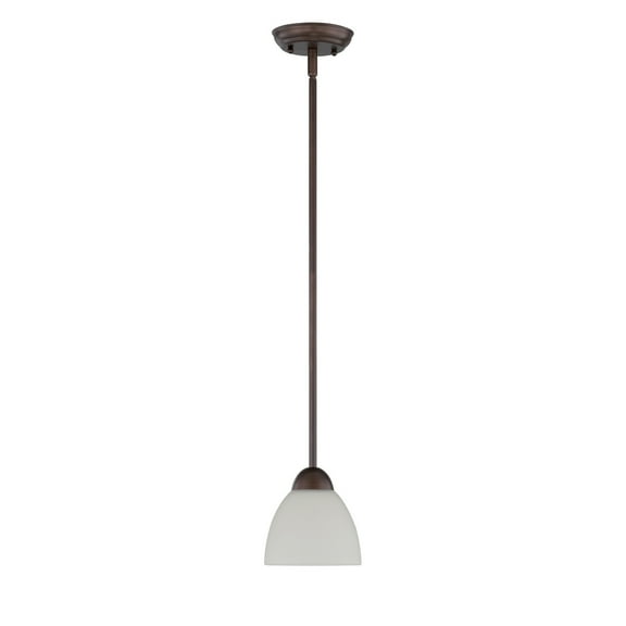 F16090-64-Sunset Lighting-Preston - 1 Light Pendant   Provincial Bronze Finish with Opal Etched Glass