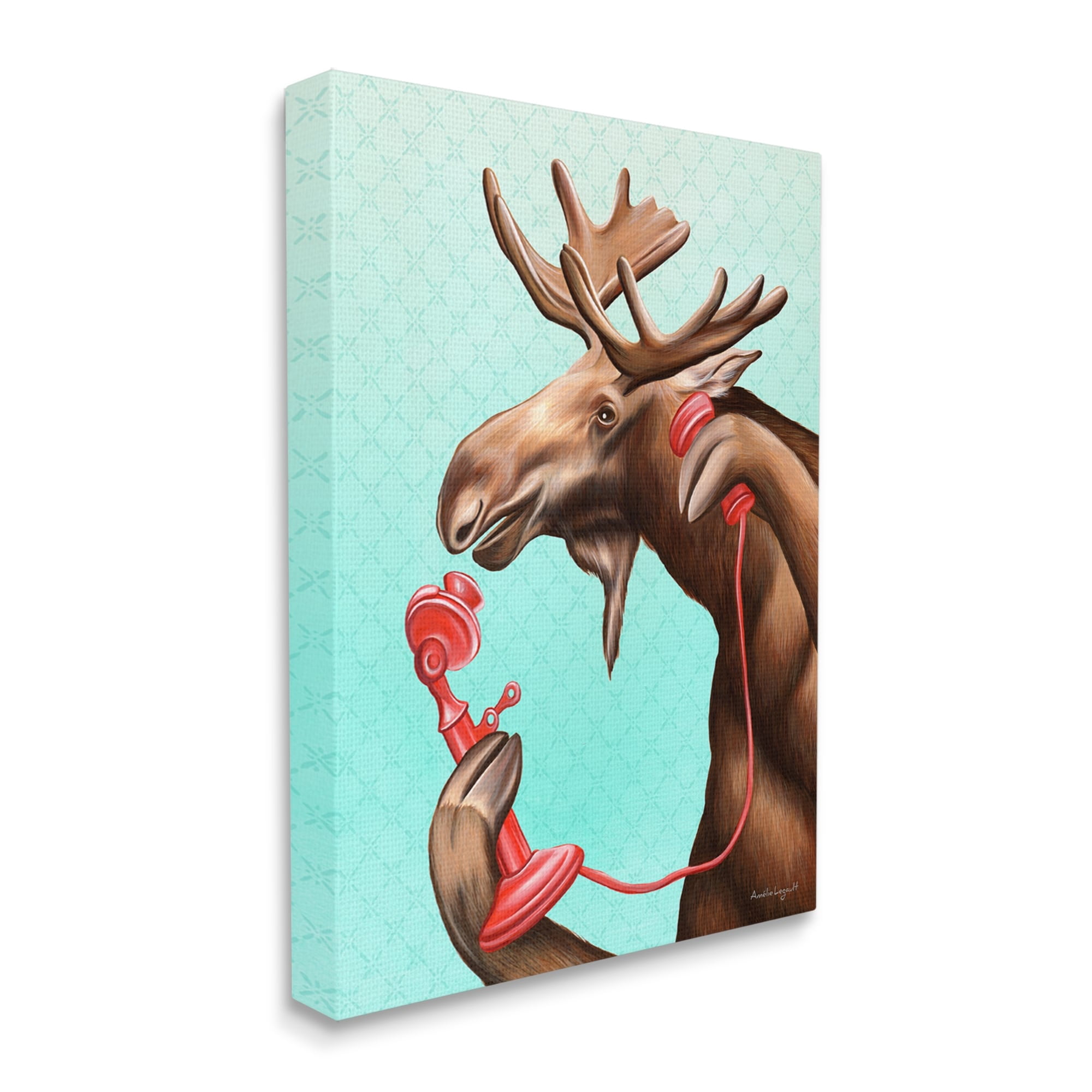 Stupell Industries Vintage Moose With Candlestick Telephone Ombre Background Graphic Art Gallery Wrapped Canvas Print Wall Art, Design by Amelie Legault