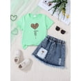 thumbnail image 3 of Shadoumai Tween Girls 2 Piece Outfits Short Sleeve Bow Top and Pleated Skirt Sets Summer Clothes, Size 7-14 Years, 3 of 4