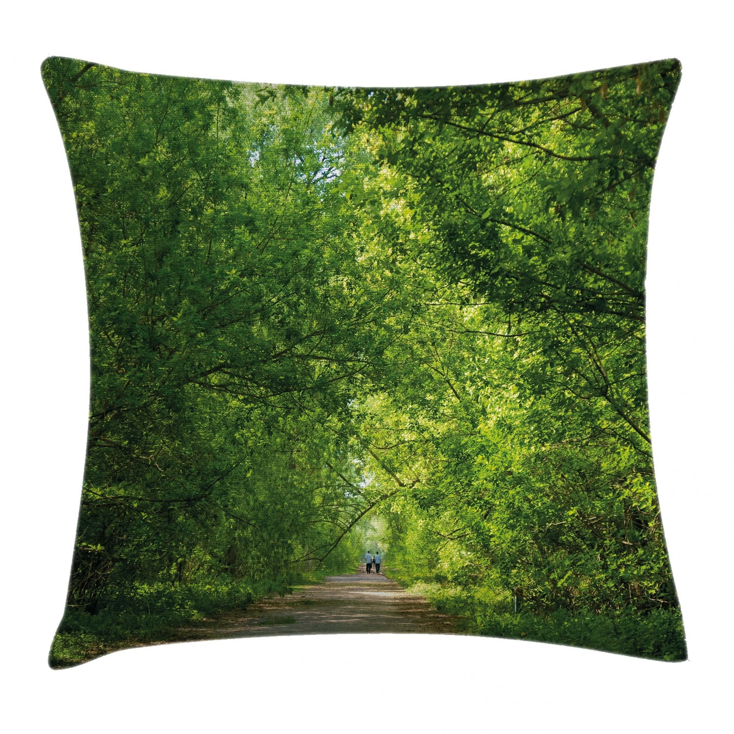 Landscape Throw Pillow Cushion Cover, Fresh Forest Canopy Trees over