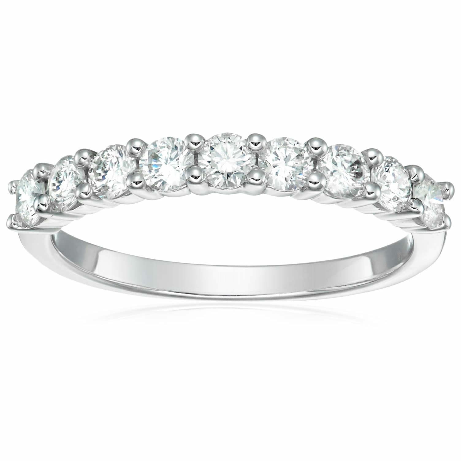 Vir Jewels 3/4 CTTW Certified I1-I2 Diamond Wedding Band in 14K White Gold  9 Stones Round Size 9 Female Adult