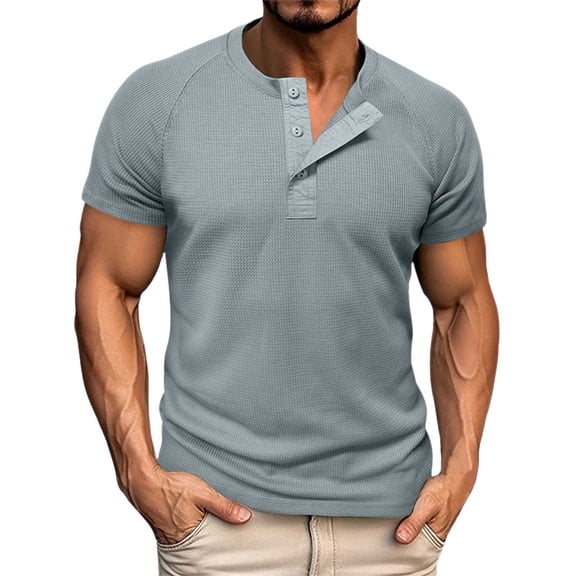 Rhuody t shirts for men Short Sleeve Round neck Tee Shirts Shirt Solid Colour Sports Tops Clothes Blue L