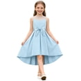thumbnail image 6 of OGLCCG Teens Girl's Dresses with Bow Belt Mesh Tulle Sleeveless Casual Holiday Sundress High-Low Wedding Princess Dress 5-16 Years, 6 of 6