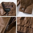 thumbnail image 4 of FLAVOR Men Genuine Leather Bomber Jacket Casual Fall Winter Jacket Brown (Large, Brown), 4 of 5