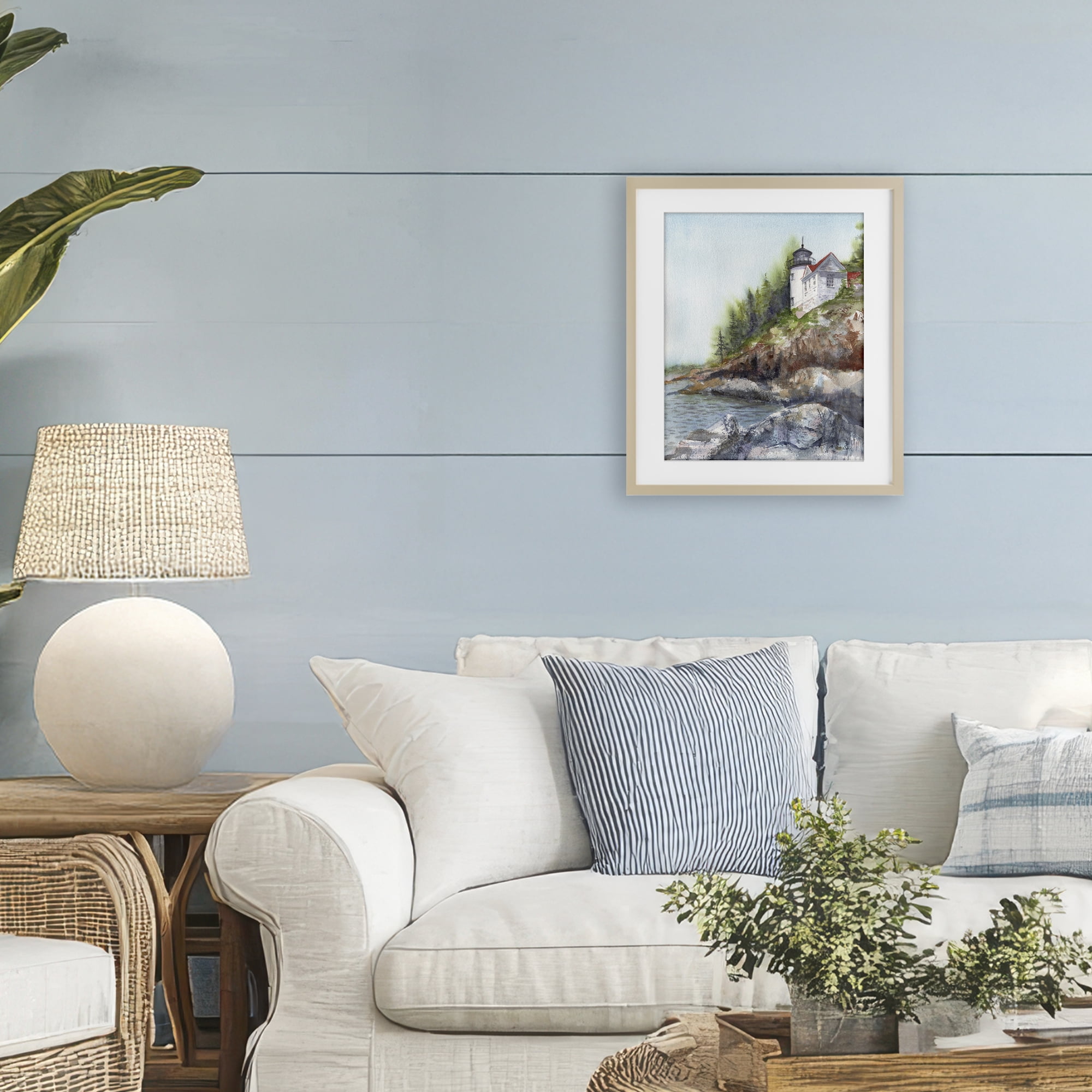 Stupell Industries Bass Harbor Lighthouse Birch Framed Print Under Glass, design by Patti Bishop