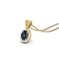 thumbnail image 2 of 925 Sterling Silver Gold Vermeil Oval London Blue Topaz Solitaire Women Valentines Day Gifts Necklace, 2 of 4