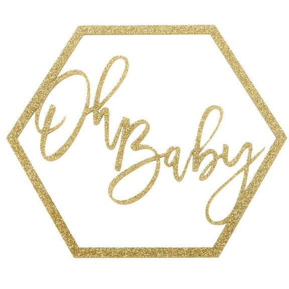 Koyal Wholesale Glitter Hexagon Shape Oh Baby Party Decoration Sign