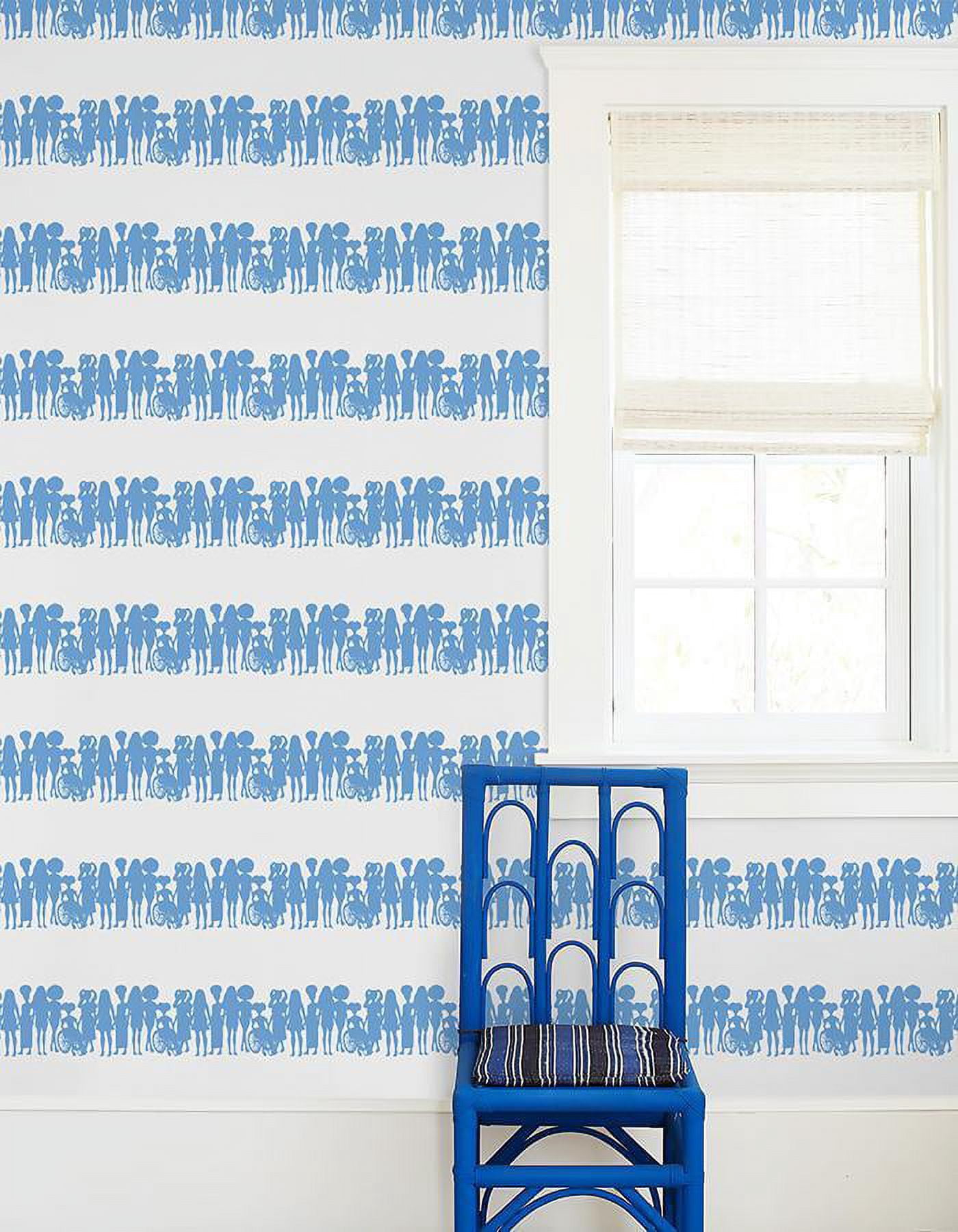 Fashionista Silhouettes Stripe Removable Vinyl Wallpaper by Barbie- Denim