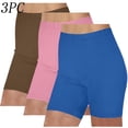 thumbnail image 2 of 3 Pack Biker Shorts Womens Soft Stretch Summer Leggings Shorts High Waist Workout Yoga Active Shorts Multipack (L, 3PC-S), 2 of 4