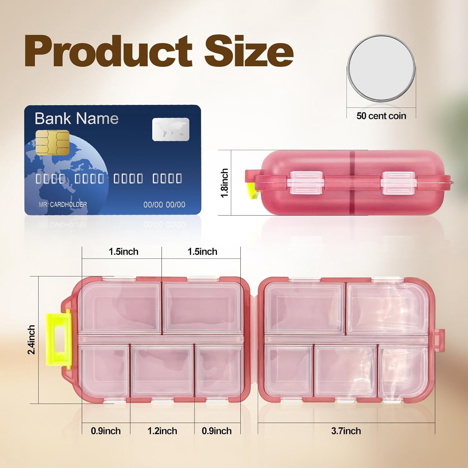 3 Piece 10 Compartment Travel Pill Organizer With Medicine Labels Portable Foldable Supplement Box