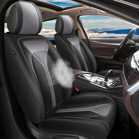 DIKSOAKR Car Seat Covers Fit for Hyundai Santa Fe 2007-2025: Full Set Breathable Leather Vehicle Seat Cushion Suitable for All Seasons(5 Seats Black&Red)