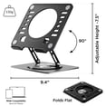thumbnail image 6 of Swivel Laptop Stand for Desk – Adjustable Laptop Riser with 360° Rotation, Height & Tilt, Vented Metal Cooling Panel, Portable Folding Stand (Black), 6 of 10