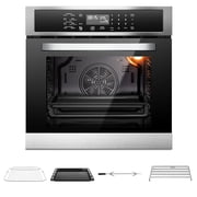 Sunmaki Electric Single Wall Oven 24 Inch , 2.5 Cu. Ft Electric Built-in Convection Oven LED Digital Display Touch Control Timer Alarm Clock Child Lock for Kitchen