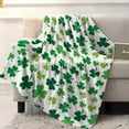 thumbnail image 4 of St Patrick''s Day Green Shamrocks/Clover Throw Blankets, Spring Soft Fleece Blanket Decorative for Home Sofa Couch Chair Living Bedroom,60x80 Inches,, 4 of 6