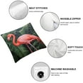 thumbnail image 4 of ARISTURING  Tropical Flamingo Throw Pillow Cover Kids Jungle Palm Tree Pillow Cover 2pcs,Cute Wild Animal Accent Pillow Case Romantic Bird Animal Theme Square Pillow Case for Sofa,Green Pink, 4 of 6