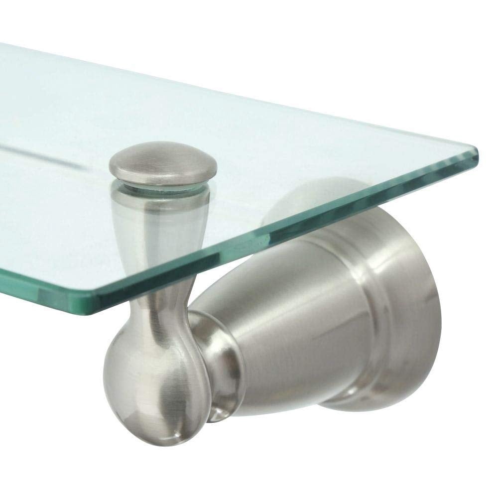 Banbury 5-4/25 in. L x 3 in. H x 22-3/4 in. W Wall-Mount Clear Glass Shelf in Brushed Nickel